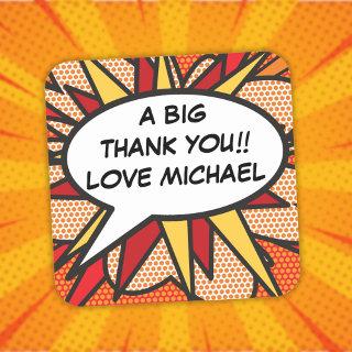 Personalized Speech Bubble Fun Modern Comic Book Square Sticker