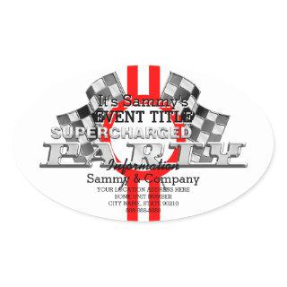 Personalized Supercharged Performance Party Oval Sticker