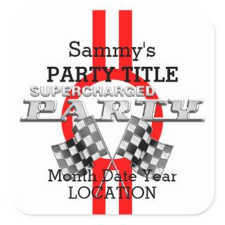 Personalized Supercharged Performance Party Square Sticker
