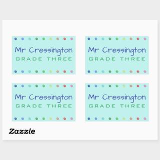Personalized Teacher Colored Dots Rectangular Sticker