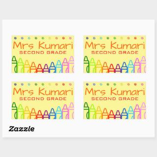 Personalized Teacher Crayon Design Rectangular Sticker