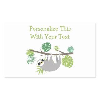 Personalized Text Fun Hanging Sloth Rectangular Sticker