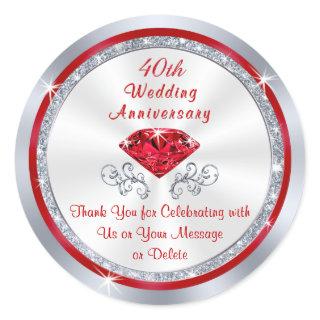 Personalized Thank You 40th Anniversary Stickers