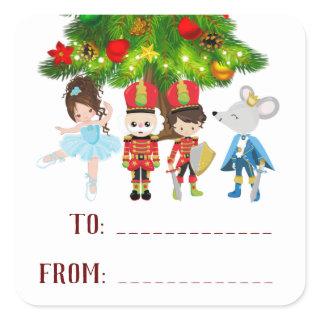 Personalized The Nutcracker, Ballet Christmas Square Sticker