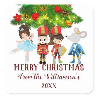 Personalized The Nutcracker Ballet Christmas Square Sticker