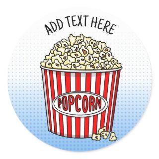 Personalized these Retro Pop Art Popcorn    Classic Round Sticker