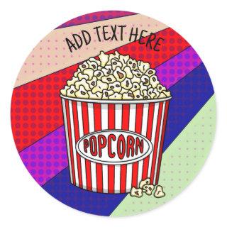 Personalized these Retro Pop Art Popcorn      Classic Round Sticker