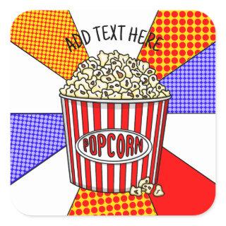 Personalized these Retro Pop Art Popcorn    Square Sticker