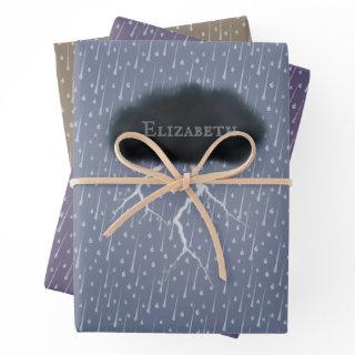 Personalized Thunder Cloud Rain & Lightning Stormy  Sheets