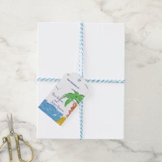 Personalized Treasure beach with palm tree Gift Tags