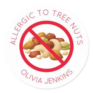 Personalized Tree Nut Allergy Name Tag Stickers