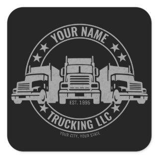 Personalized Trucker Big Rig Semi Truck Trucking  Square Sticker