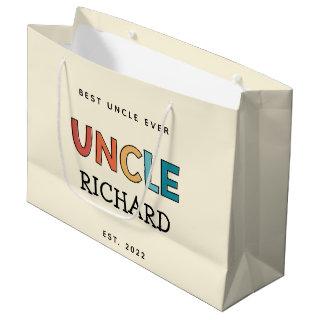 Personalized Uncle Retro Best Uncle Ever Cute Large Gift Bag