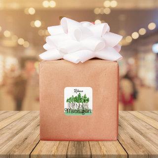 Personalized Up North Michigan Trees Sticker