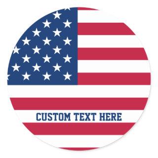 Personalized USA Flag Stars and Stripes Classic Round Sticker