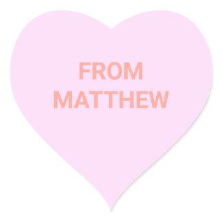 Personalized Valentine's Day Pink Conversation Heart Sticker