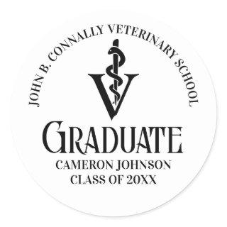 Personalized Veterinary School Graduation Party Classic Round Sticker