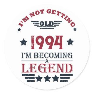 Personalized vintage 30th birthday gifts red classic round sticker