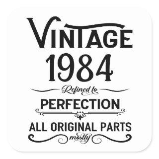 Personalized vintage 40th birthday gifts black square sticker