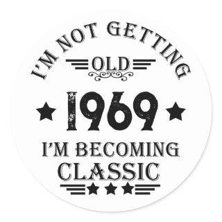 Personalized vintage 55th birthday gift black classic round sticker