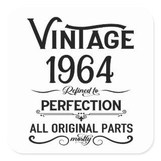 Personalized vintage 60th birthday gifts black square sticker
