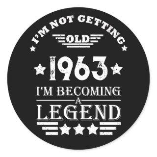 Personalized vintage 60th birthday white classic round sticker