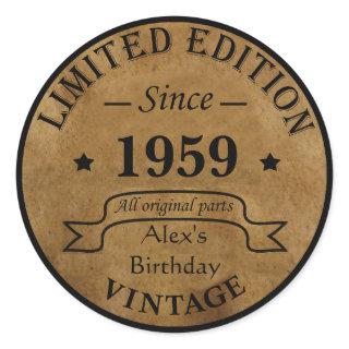 Personalized vintage 65 birthday gift classic round sticker