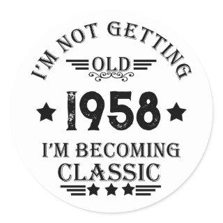 Personalized vintage 65th birthday gifts classic round sticker