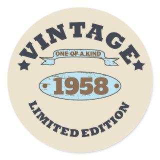 Personalized vintage 65th birthday gifts classic round sticker