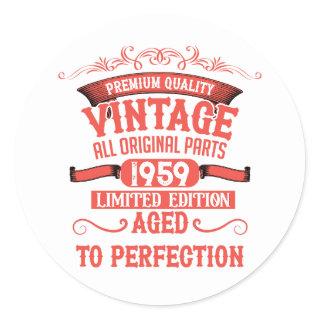 Personalized vintage 65th birthday gifts red classic round sticker