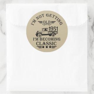 Personalized vintage 65th birthday mens gifts classic round sticker