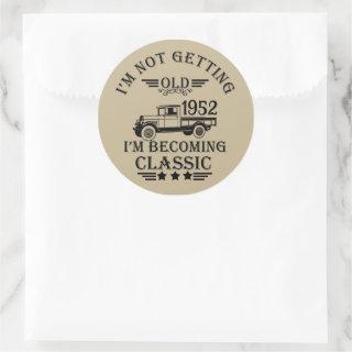 Personalized vintage 70th birthday mens gifts classic round sticker