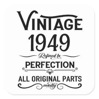 Personalized vintage 75th birthday gifts black square sticker