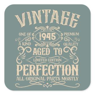 Personalized vintage 80th birthday whiskey themed square sticker