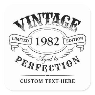 Personalized Vintage Aged To Perfection Birthday Square Sticker