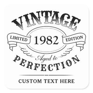 Personalized Vintage Aged To Perfection Birthday Square Sticker