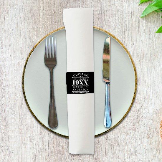 Personalized Vintage Aged to Perfection Napkin Bands