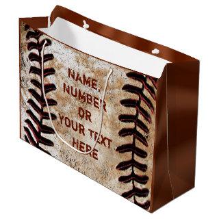 PERSONALIZED Vintage Baseball Gift Bags YOUR TEXT