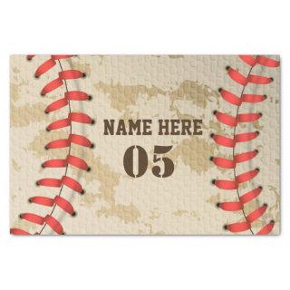 Personalized Vintage Baseball Name Number Retro Tissue Paper
