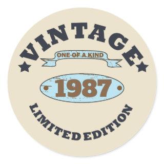 Personalized vintage birthday gift classic round sticker