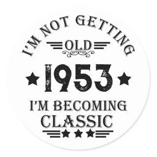 Personalized vintage birthday gifts black classic round sticker