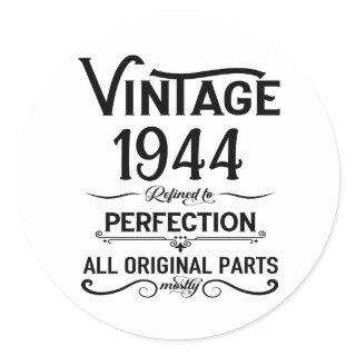 Personalized vintage birthday gifts black white classic round sticker