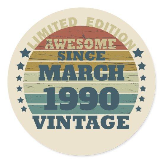 Personalized vintage birthday gifts classic round sticker
