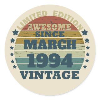 Personalized vintage birthday gifts classic round sticker