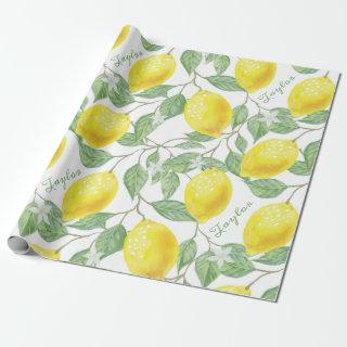 Personalized Vintage Lemon Fruits, Leaves Flowers