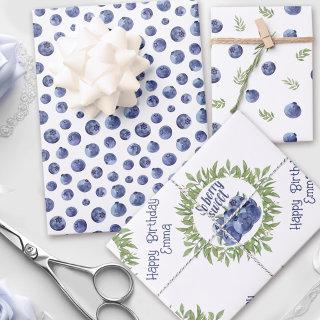 Personalized watercolor blueberries pattern   sheets
