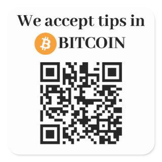 Personalized We Accept Tips in Bitcoin Sticker