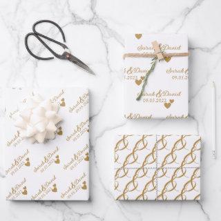 Personalized Wedding Gold Hearts  Sheets