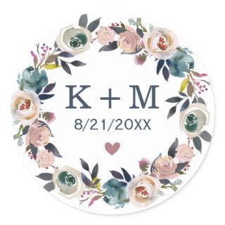 Personalized Wedding Monogram Thank You Guest Gift Classic Round Sticker