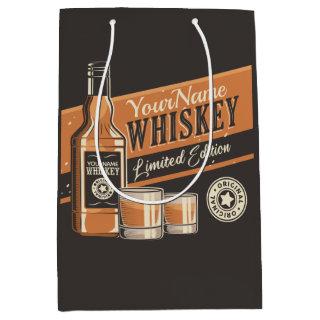 Personalized Whiskey Liquor Bottle Western Bar  Medium Gift Bag